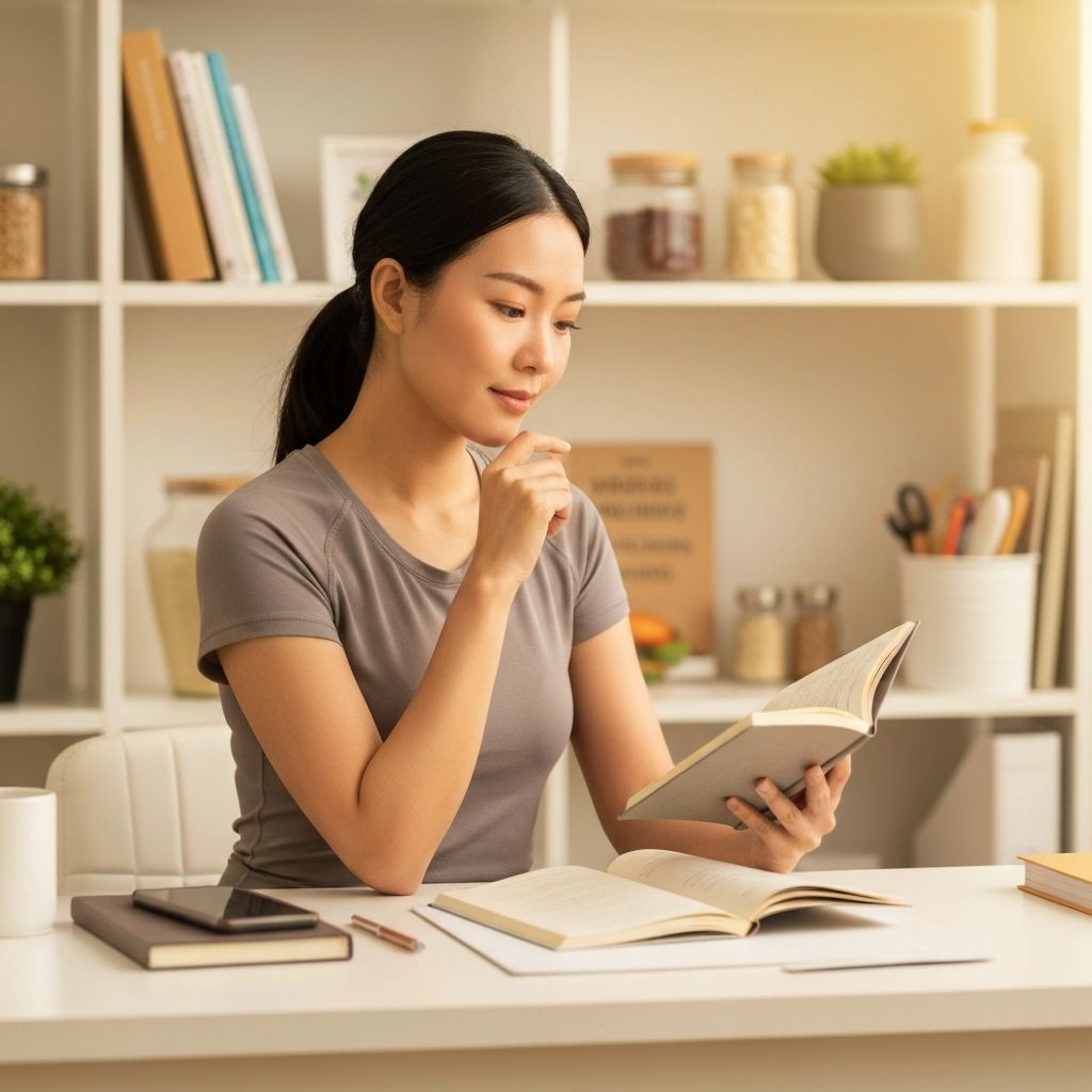 Person in thoughtful moment reviewing wellness choices and organized notes
